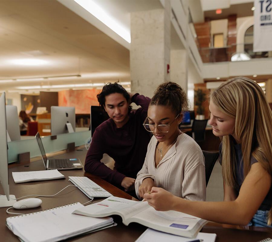 Philosophy and global development students study in the library